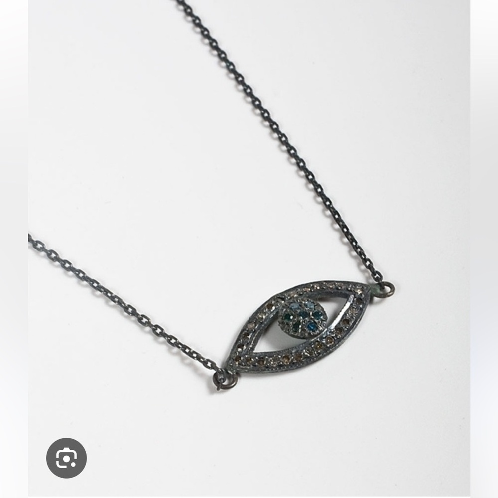 Catbird Silver, Diamond and sapphire Evil Eye Pendant Necklace